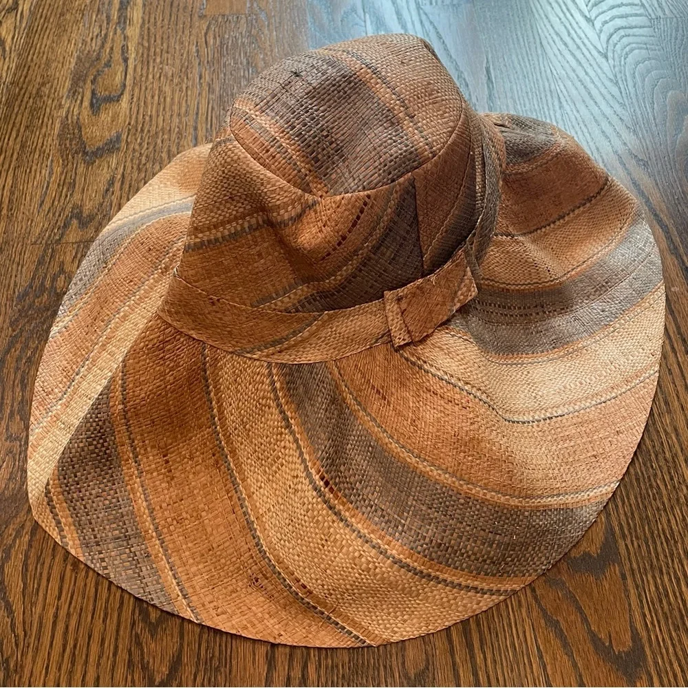 SHEBOBO Monica Wide Brim Multicolor Stripe Pattern Packable Straw Sun Hat_2